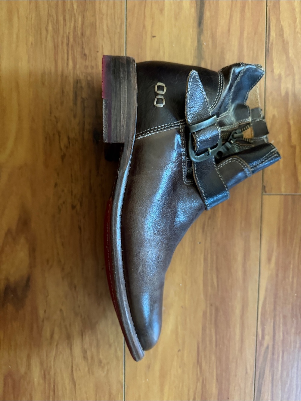 Bed Stu Women's Brown Leather Ankle Boot with Buckle Detail